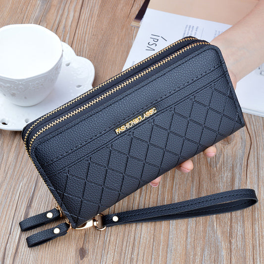 Double zipper hand purse ladies wallet