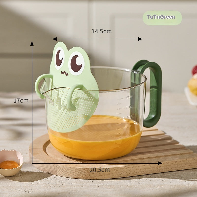 Cartoon Filter Measuring Cup With Scale Food Grade Multifunctional Egg Beater