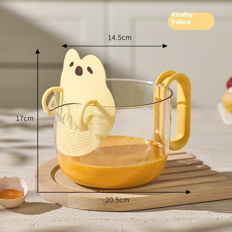 Cartoon Filter Measuring Cup With Scale Food Grade Multifunctional Egg Beater