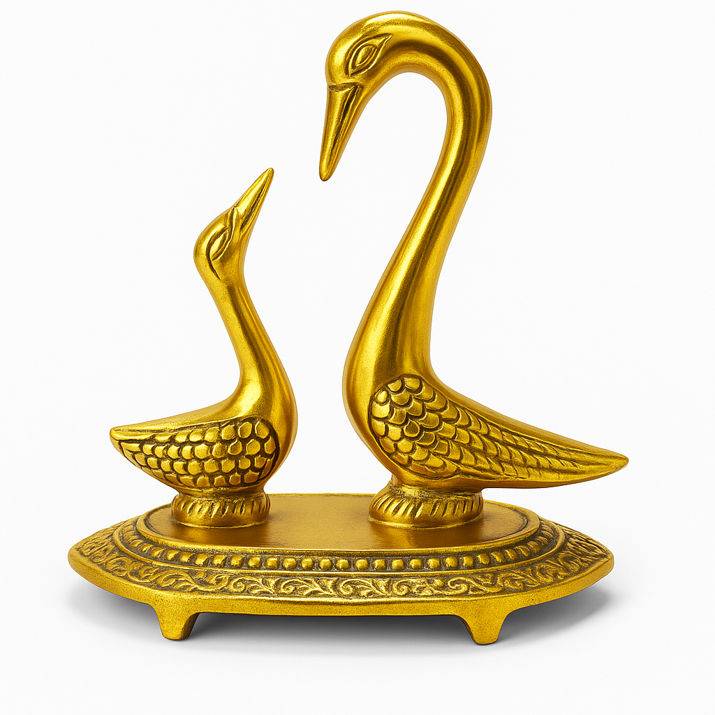 Handcrafted Golden Swan Pair Decorative Showpiece - Antique Style Home Decor