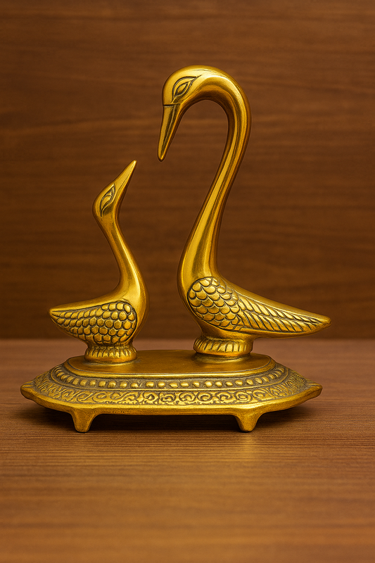 Handcrafted Golden Swan Pair Decorative Showpiece - Antique Style Home Decor