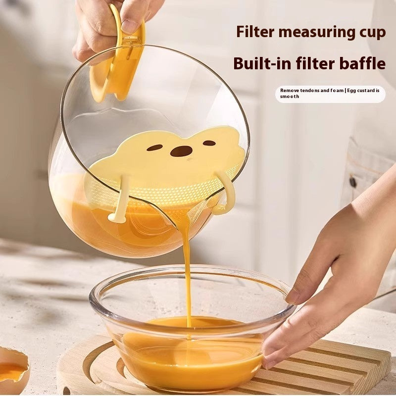 Cartoon Filter Measuring Cup With Scale Food Grade Multifunctional Egg Beater