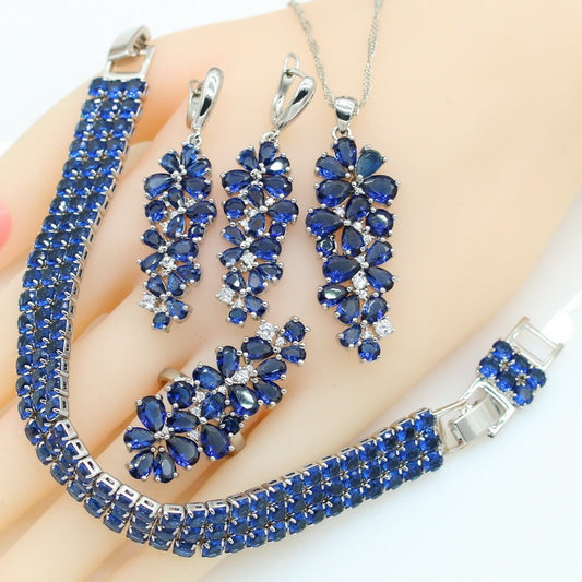 Zircon Inlaid Necklace Earring Ring Bracelet Popular Ornament